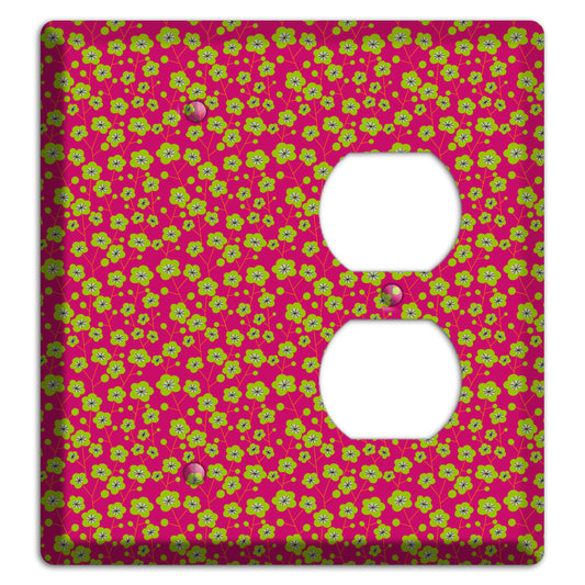 Fuschia and Yellow Calico Blank / Duplex Wallplate