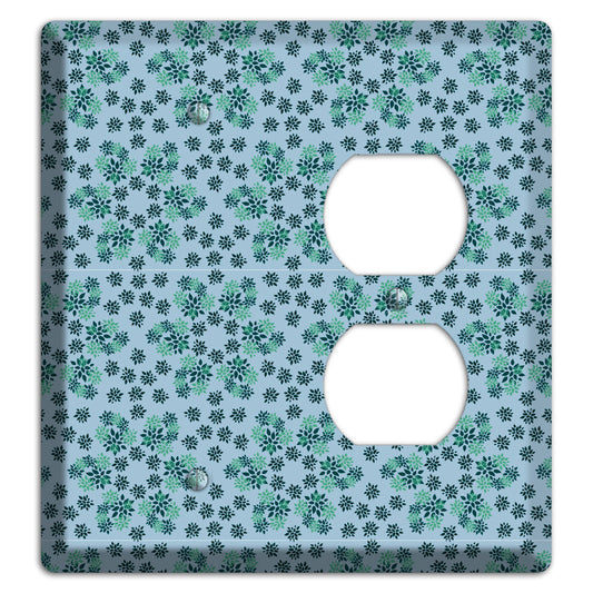 Blue with Multi Green Calico Blank / Duplex Wallplate