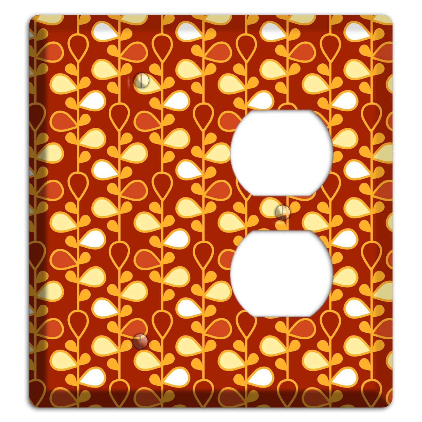 Red with Orange and Yellow Drop and Vine Blank / Duplex Wallplate