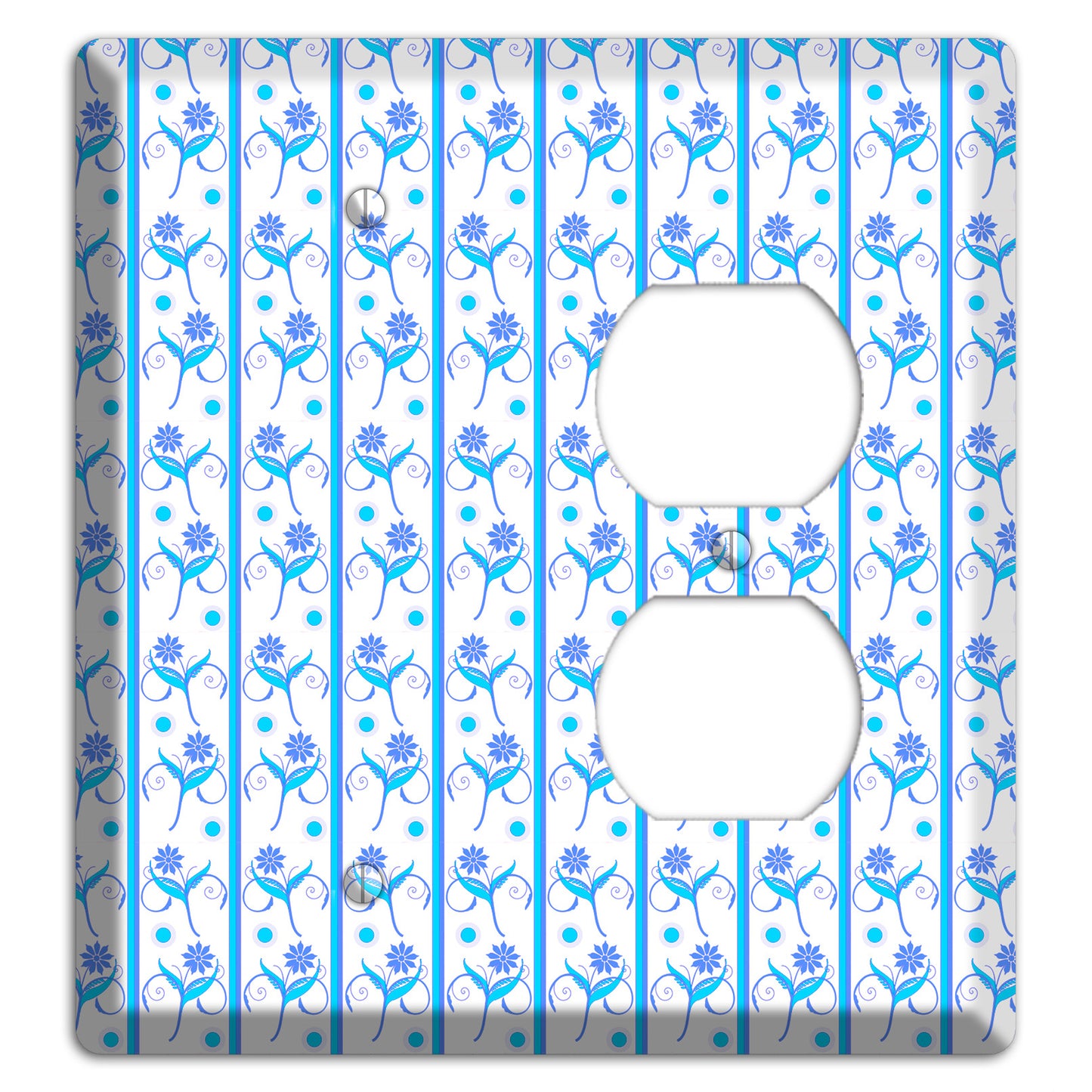 Blue Floral Pattern Blank / Duplex Wallplate