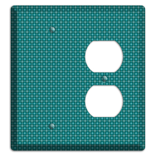 Multi Turquoise Checkered Concentric Circles Blank / Duplex Wallplate