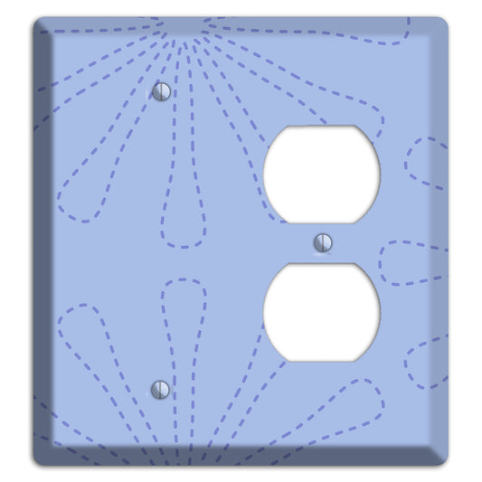 Periwinkle Retro Stipple Floral Contour Blank / Duplex Wallplate