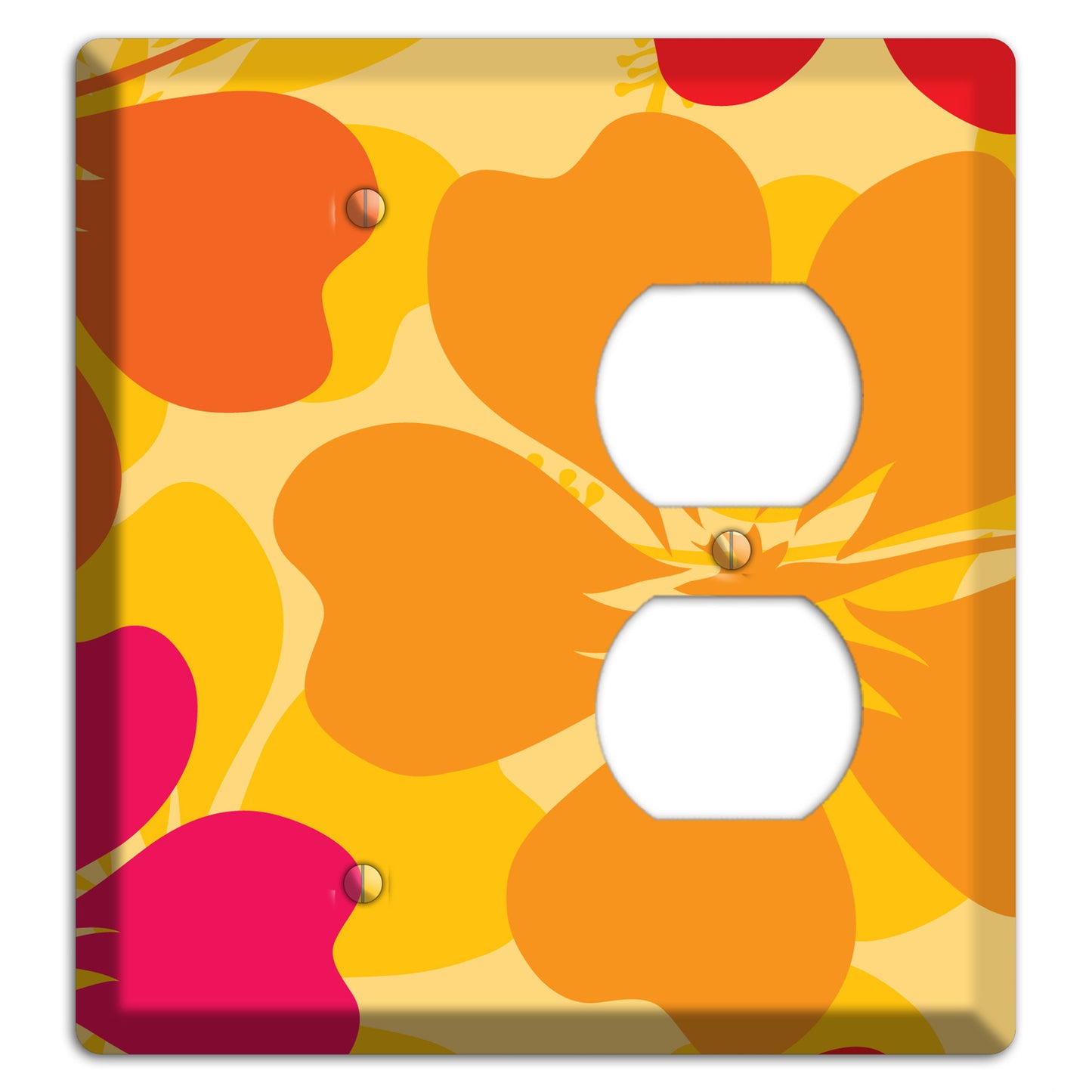 Orange Retro Flowers 2 Blank / Duplex Wallplate