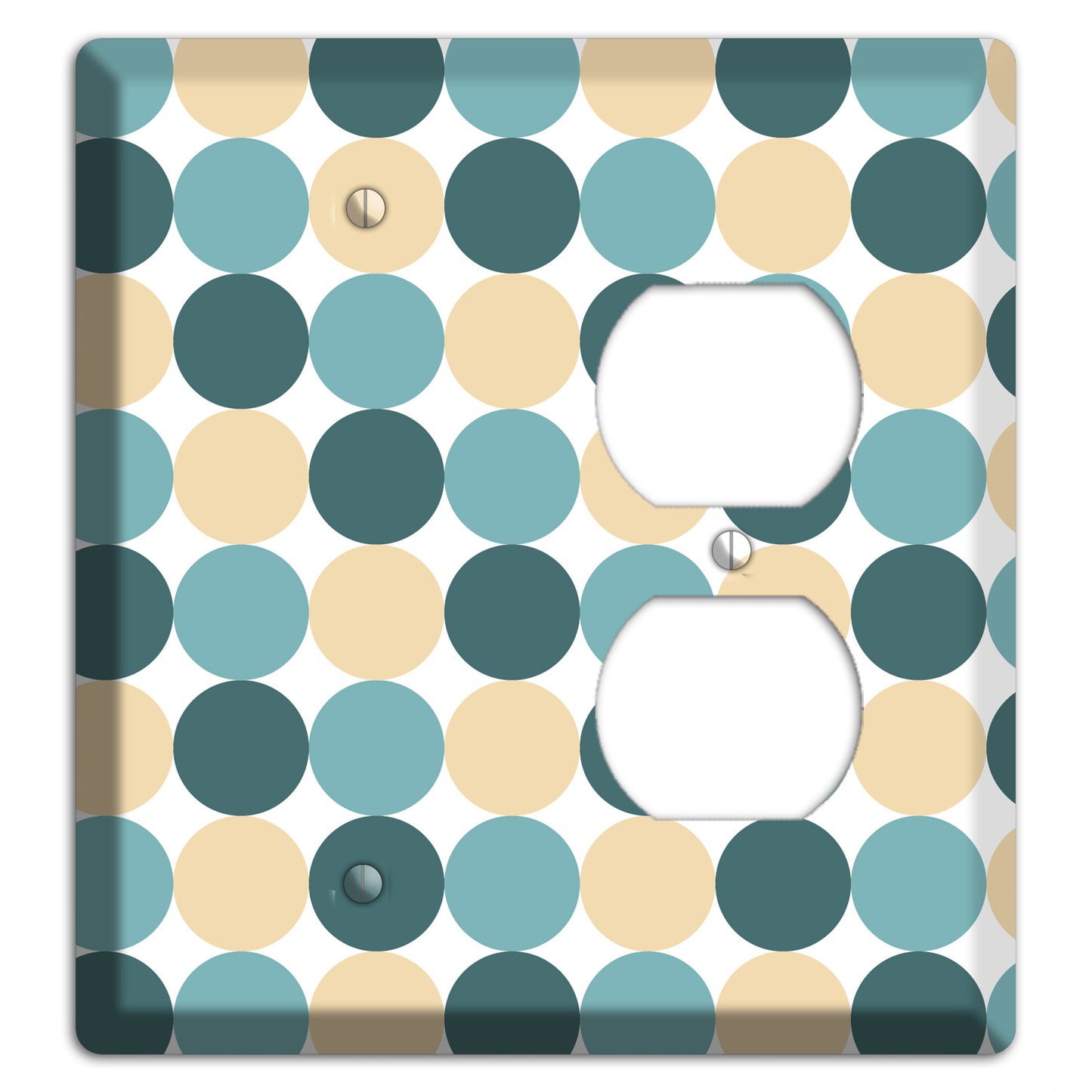 Dusty Blue Beige Tiled Dots Blank / Duplex Wallplate