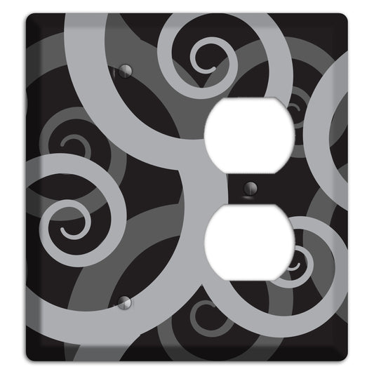 Black with Grey Large Swirl Blank / Duplex Wallplate