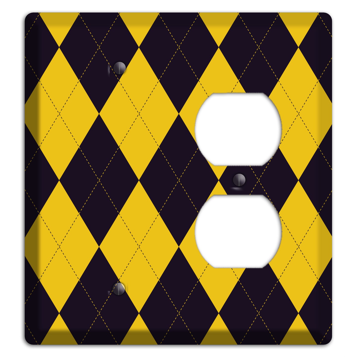 Yellow and Dark Purple Argyle Blank / Duplex Wallplate