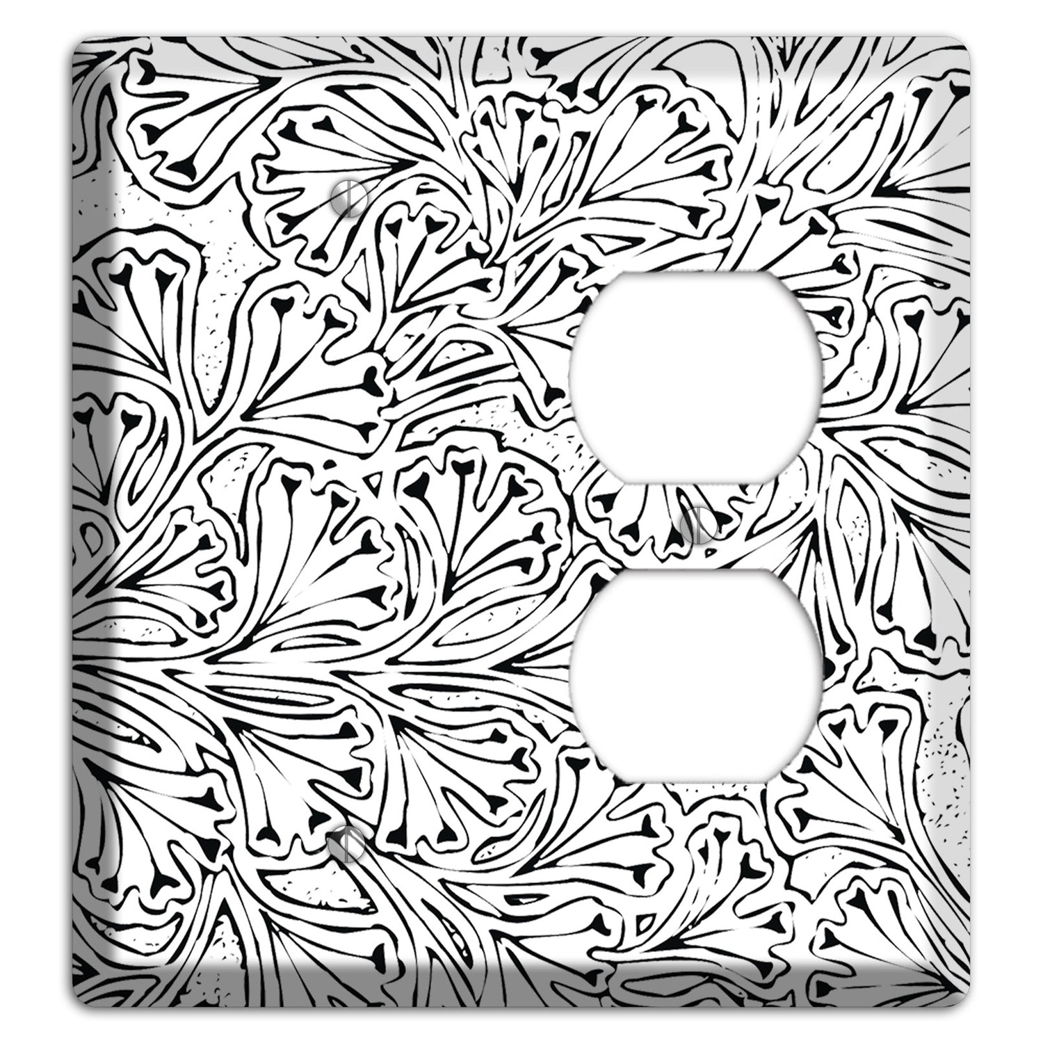 Deco White with Black Interlocking Floral Blank / Duplex Wallplate