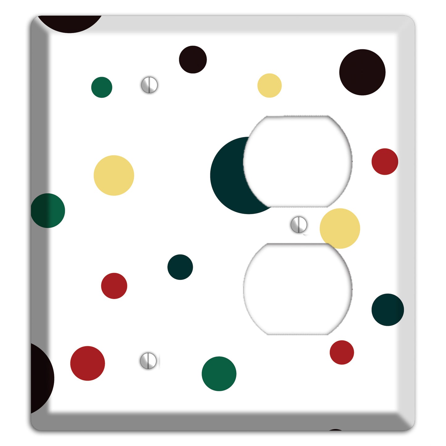 White with Multi Color Medium Dots 2 Blank / Duplex Wallplate