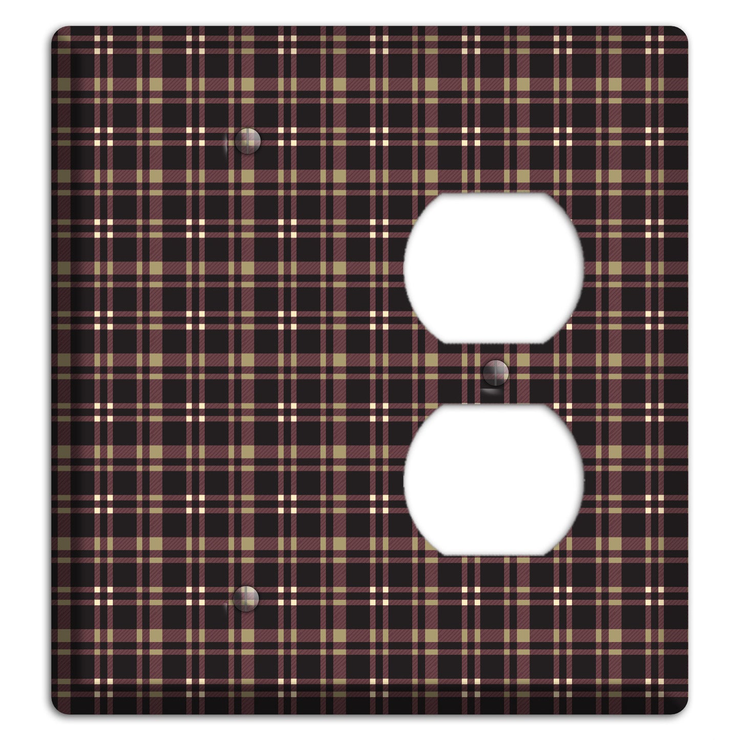 Dark Brown Plaid Blank / Duplex Wallplate