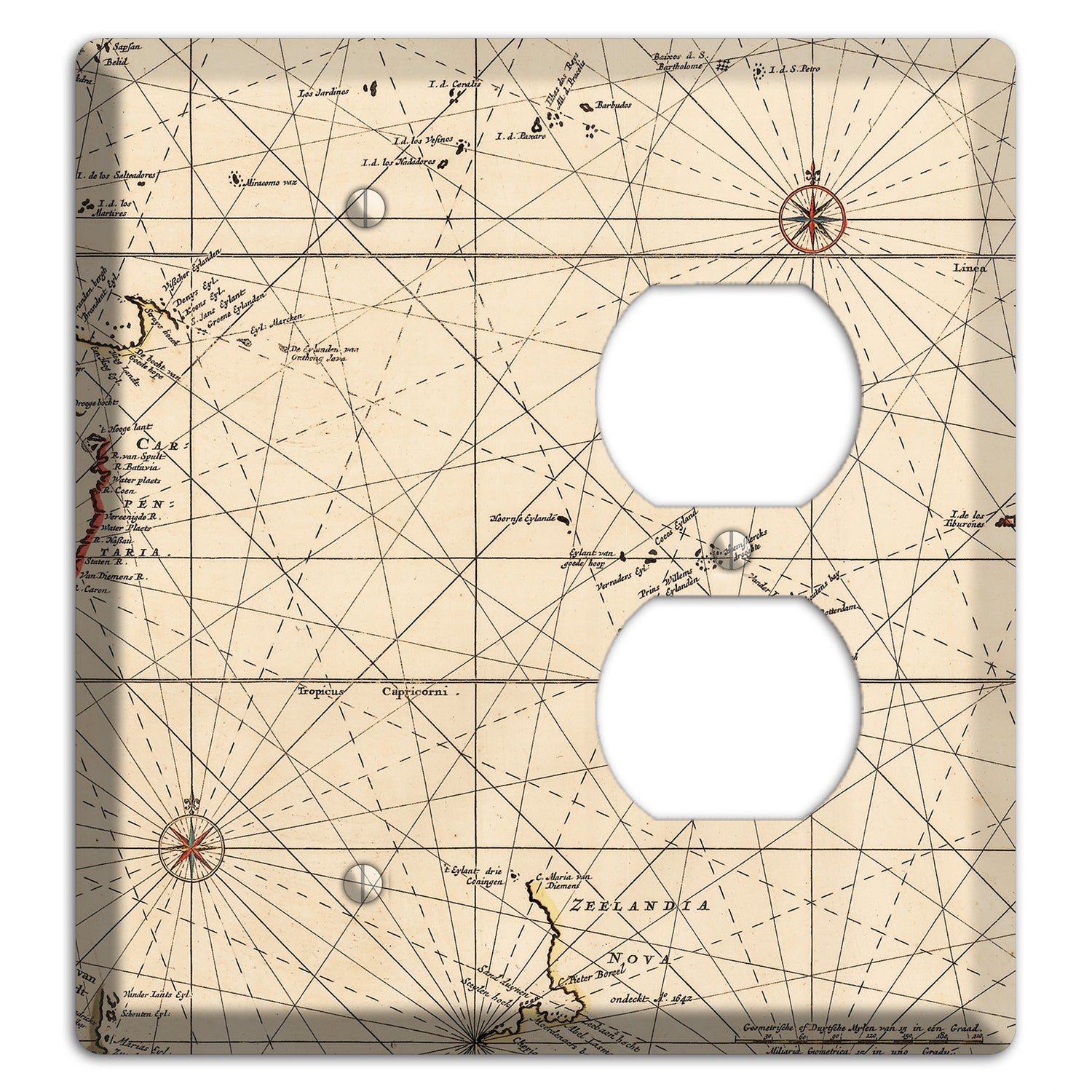 Map of New Zealand Blank / Duplex Wallplate