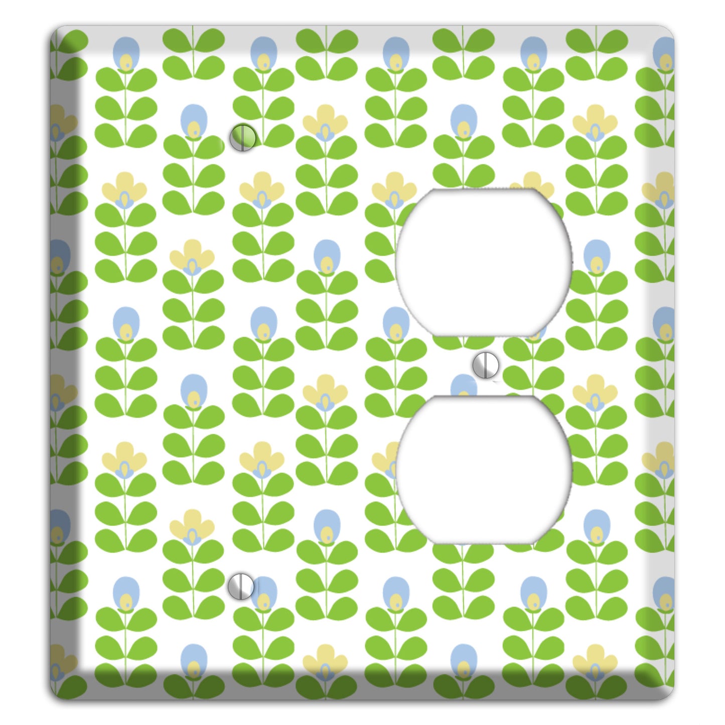 Green Deco Floral Half Drop Blank / Duplex Wallplate