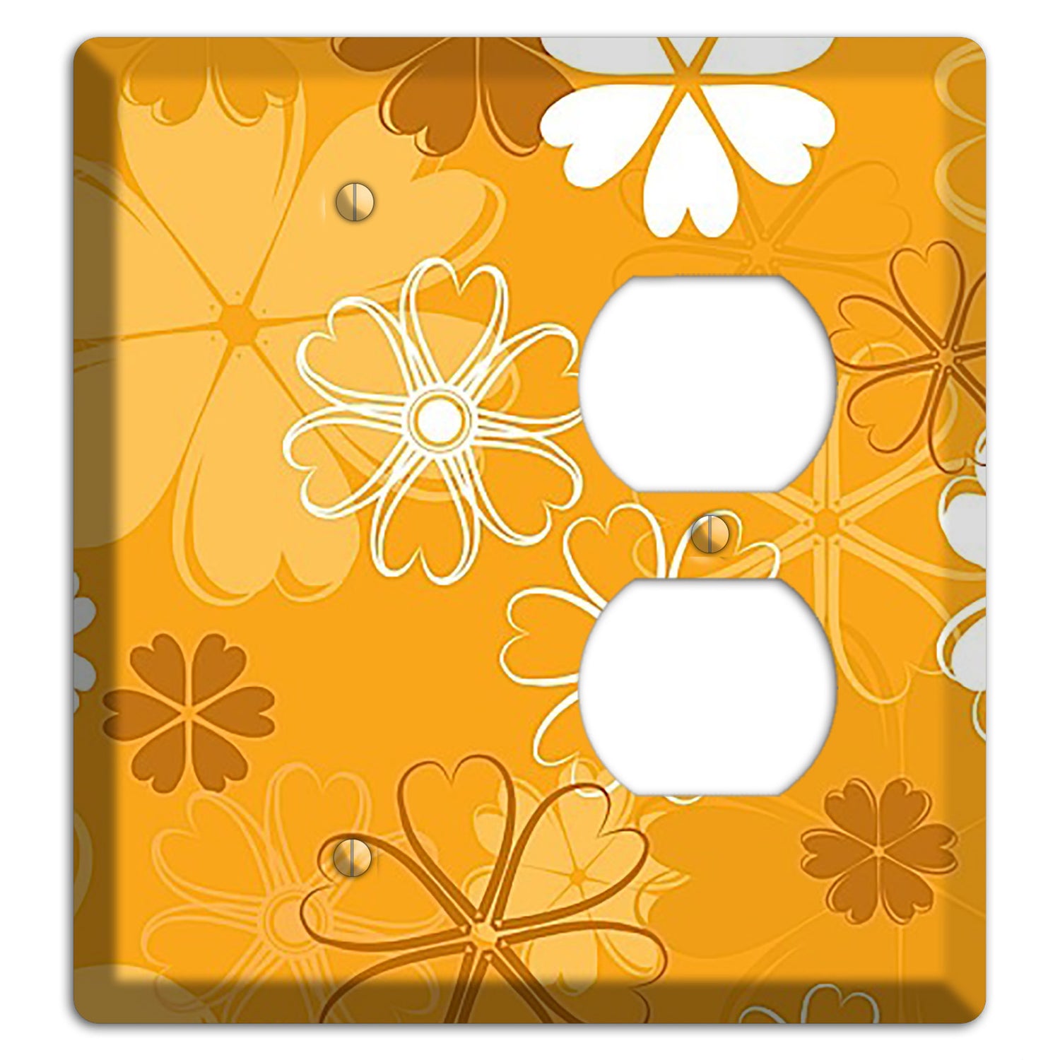 Orange Retro Flowers Blank / Duplex Wallplate