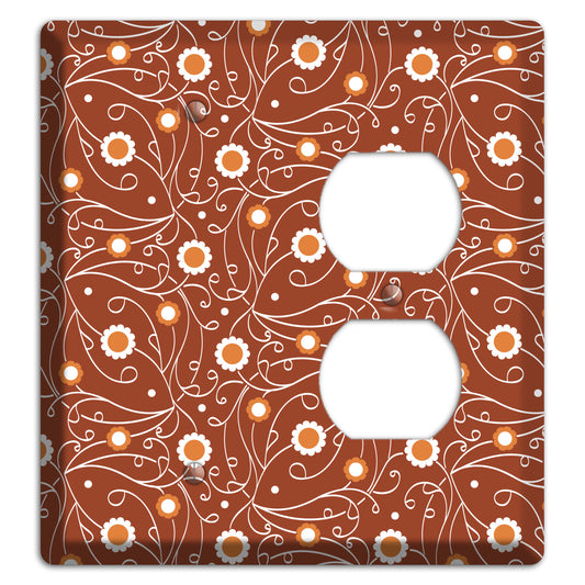 Brown Vine Floral Blank / Duplex Wallplate