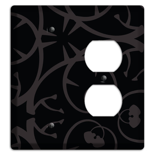 Black with Grey Abstract Swirl Blank / Duplex Wallplate