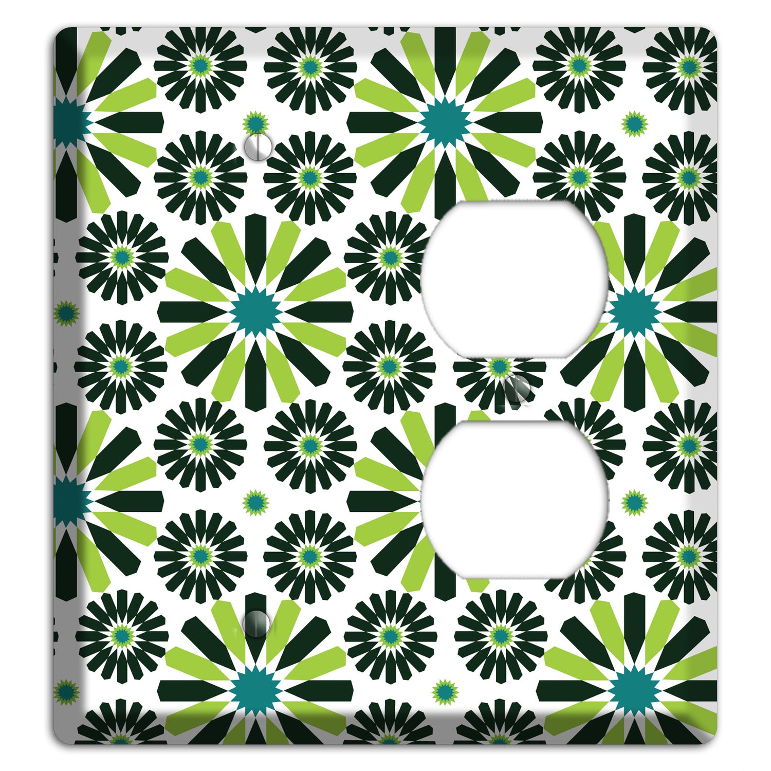 Lime and Teal Scandinavian Floral Blank / Duplex Wallplate