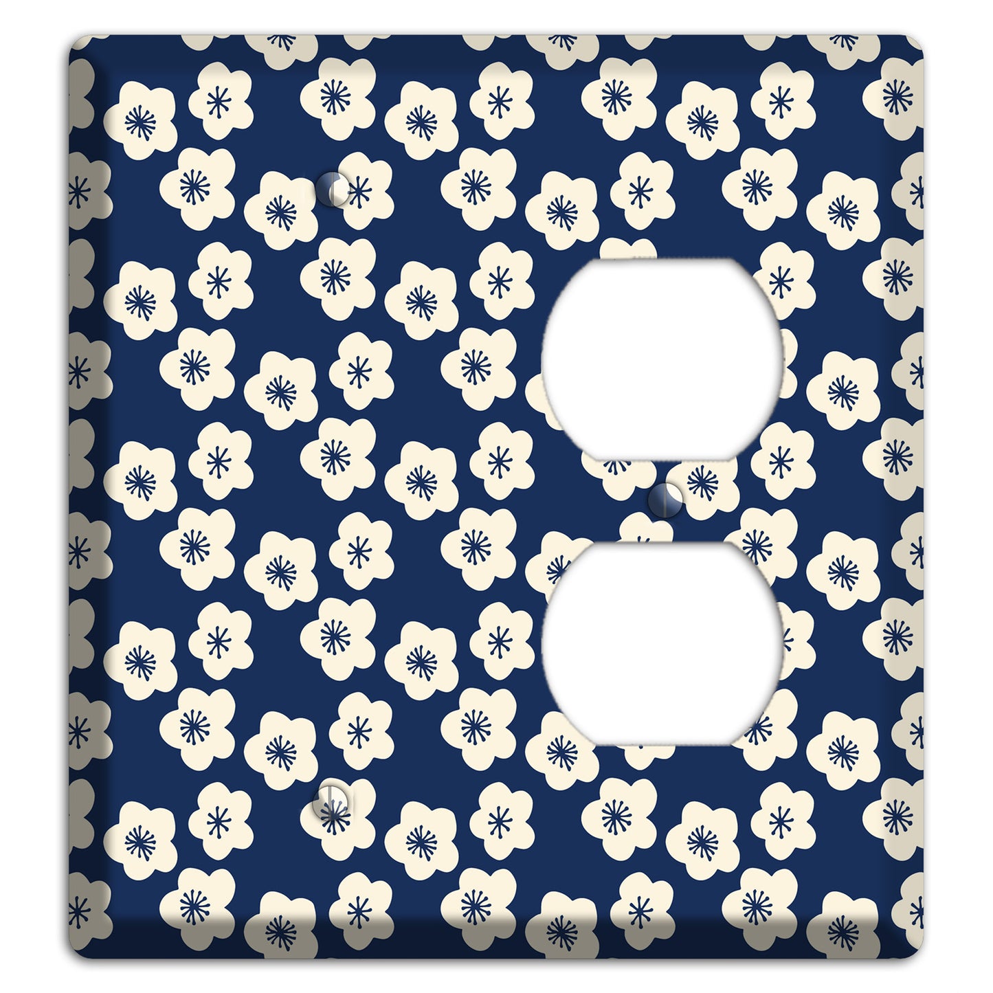 Navy Blossoms Blank / Duplex Wallplate