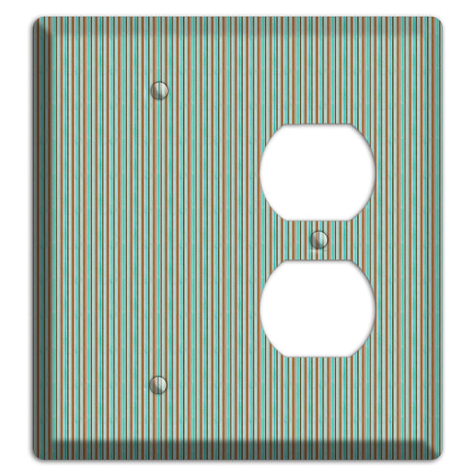 Multi Aqua Vertical Stripe Blank / Duplex Wallplate