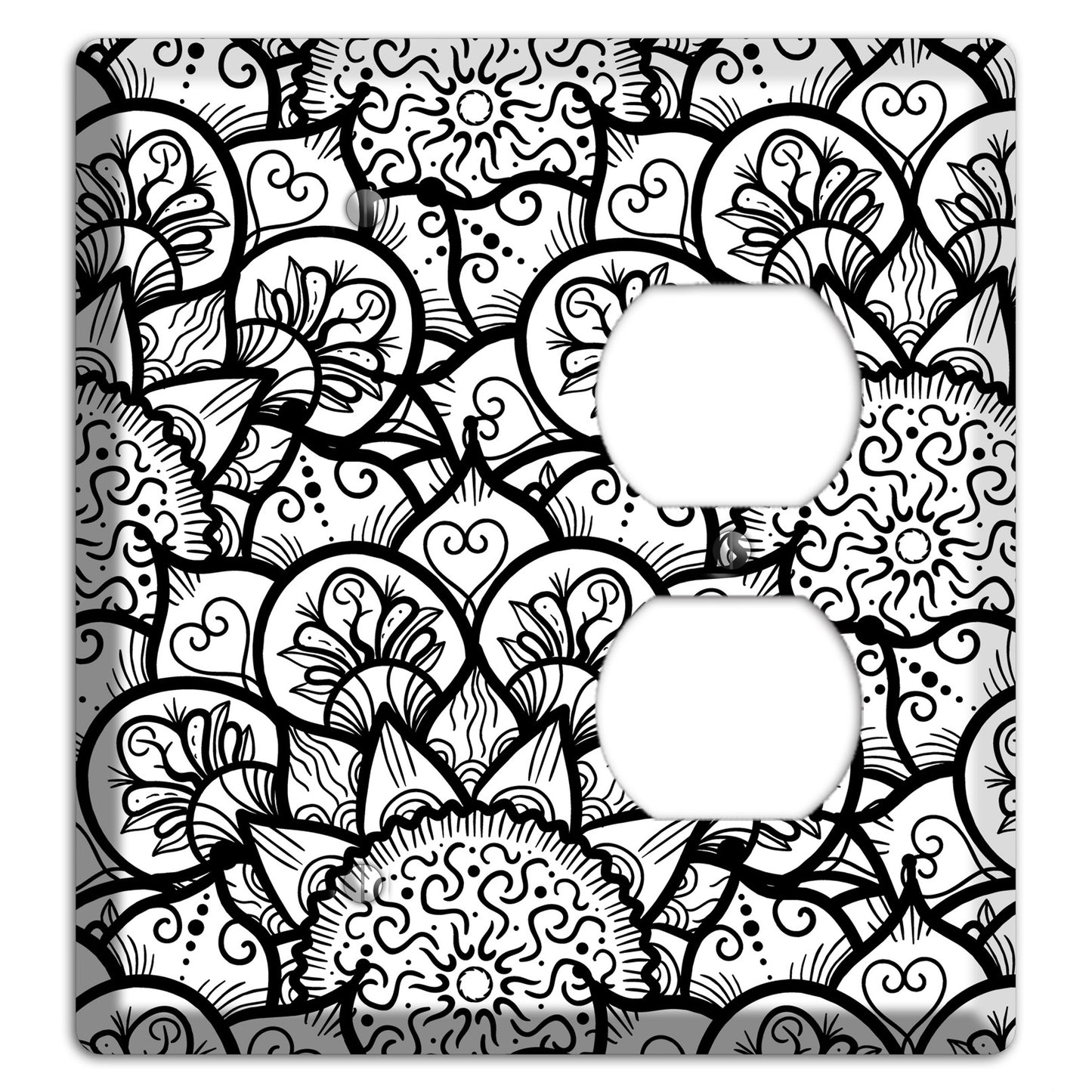 Mandala Black and White Style N Cover Plates Blank / Duplex Wallplate