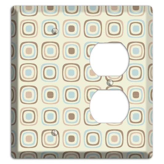 Multi Beige Brown Dusty Blue Retro Squares Blank / Duplex Wallplate