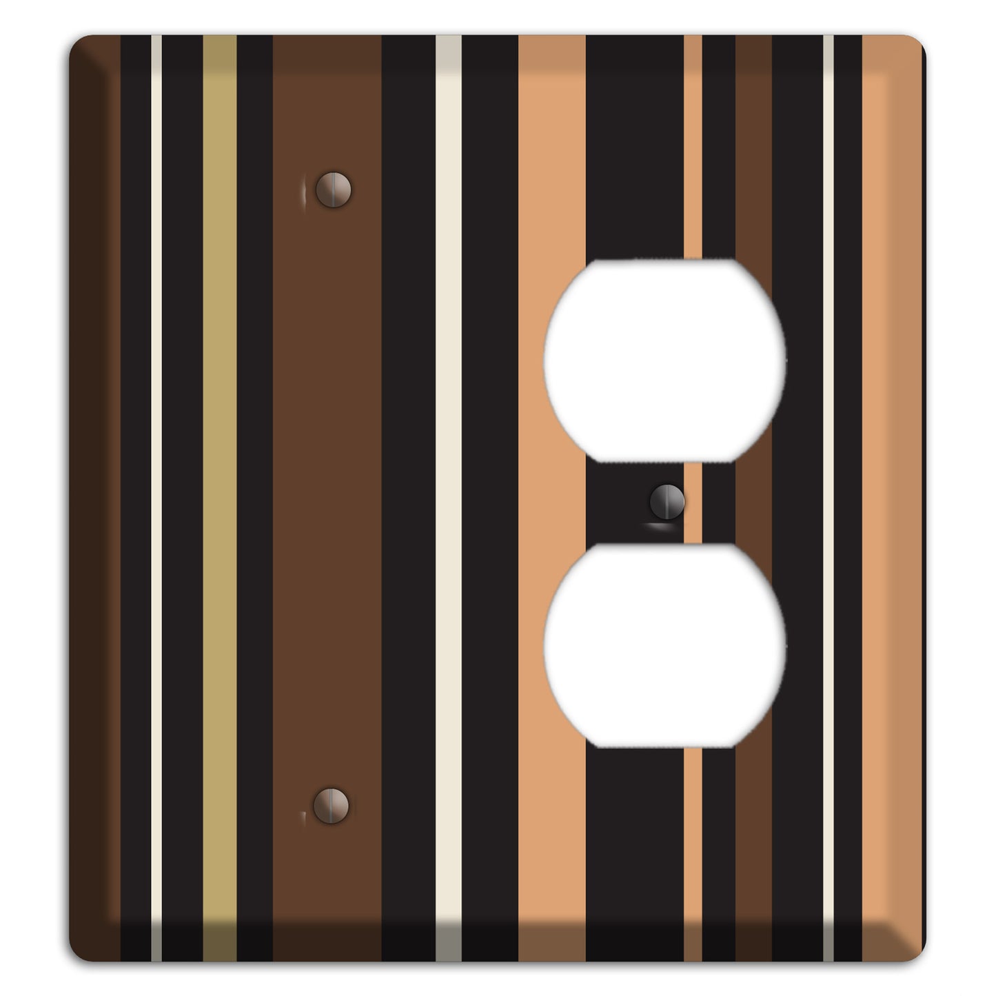 Multi Brown and Coral Vertical Stripe Blank / Duplex Wallplate