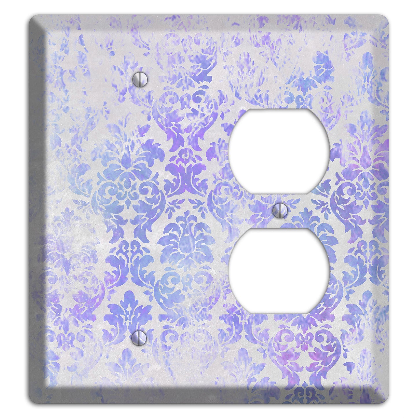 Periwinkle Gray Whimsical Damask Blank / Duplex Wallplate