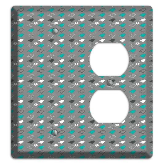 Grey with Small Green Birds Blank / Duplex Wallplate