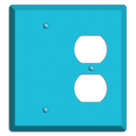 Turquoise Checkered Quatrefoil Blank / Duplex Wallplate