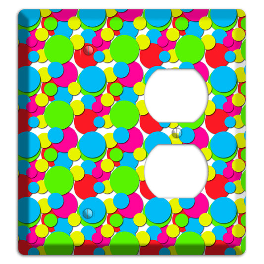 Turquoise Fuschia Lime Red Yellow Bubble Dots Blank / Duplex Wallplate