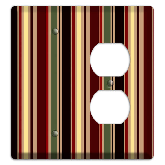 Multi olive and Burgundy Vertical Stripes Blank / Duplex Wallplate