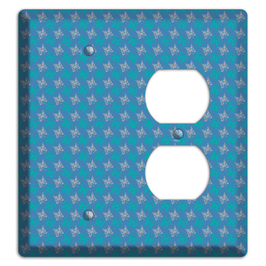 Blue with White and Turquoise Butterflies Blank / Duplex Wallplate