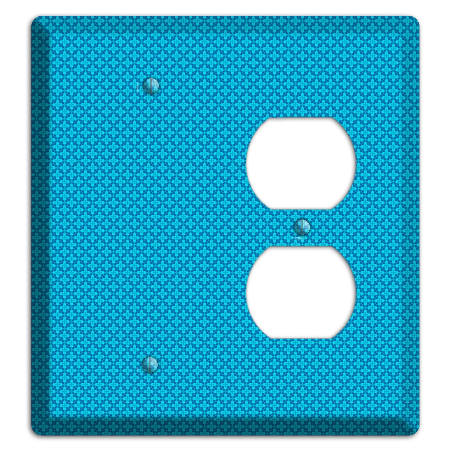 Multi Blue Checkered Quatrefoil Blank / Duplex Wallplate