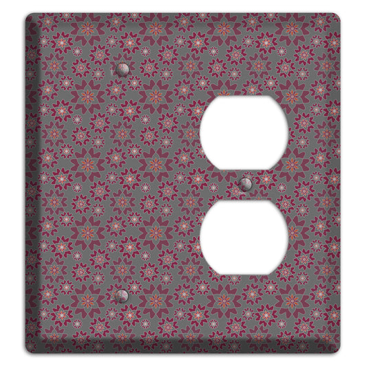 Grey with Tiny Burgundy Retro Suzani Blank / Duplex Wallplate