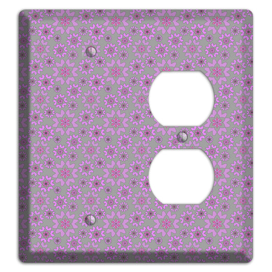 Grey with Tiny Purple Retro Suzani 2 Blank / Duplex Wallplate