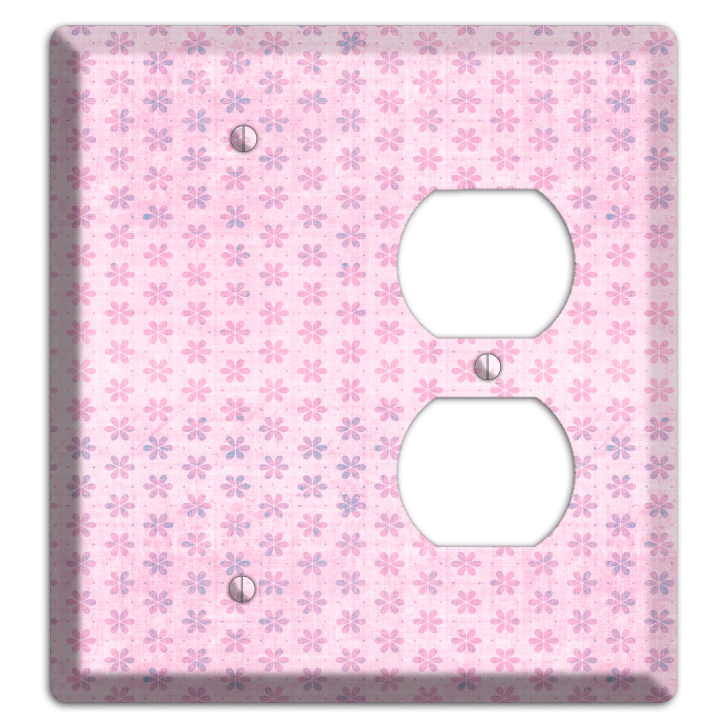 Pink Grunge Floral Contour Blank / Duplex Wallplate