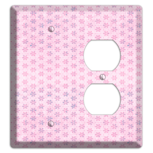 Pink Grunge Floral Contour Blank / Duplex Wallplate