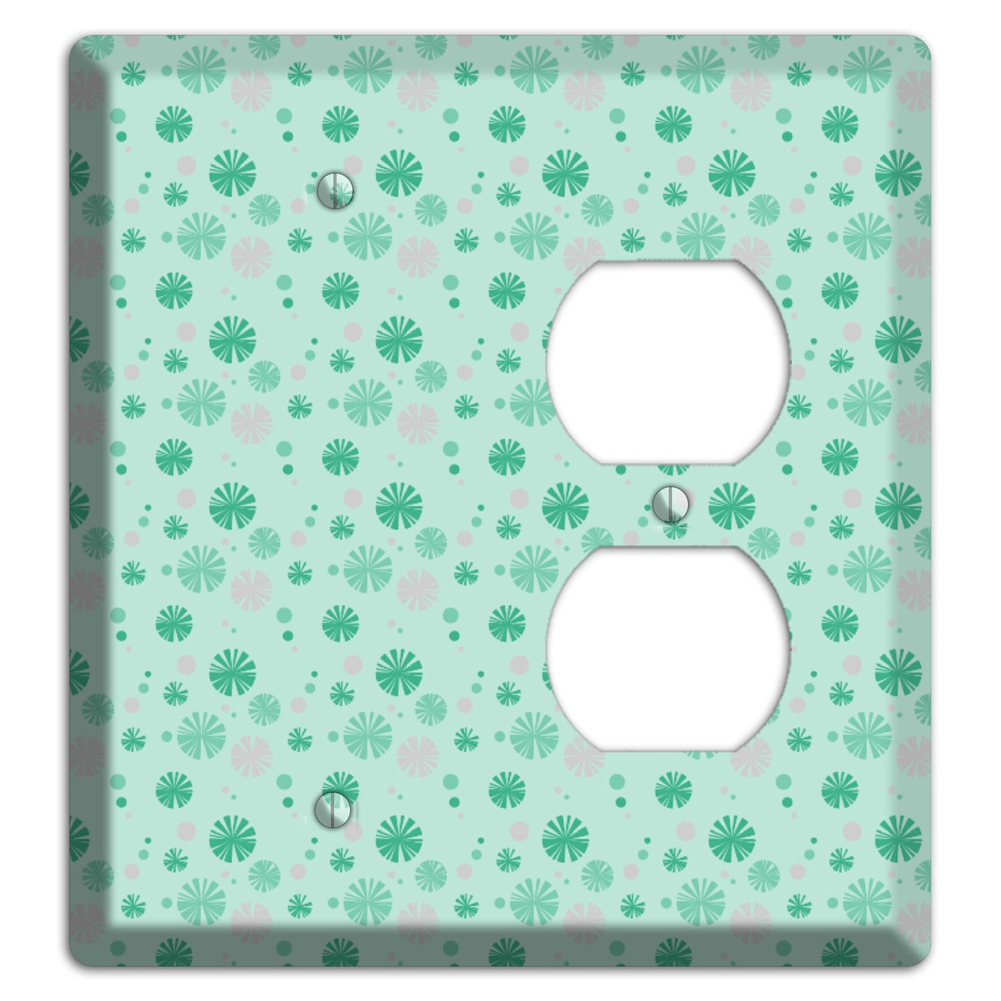 Multi Aqua and Grey Retro Burst Blank / Duplex Wallplate