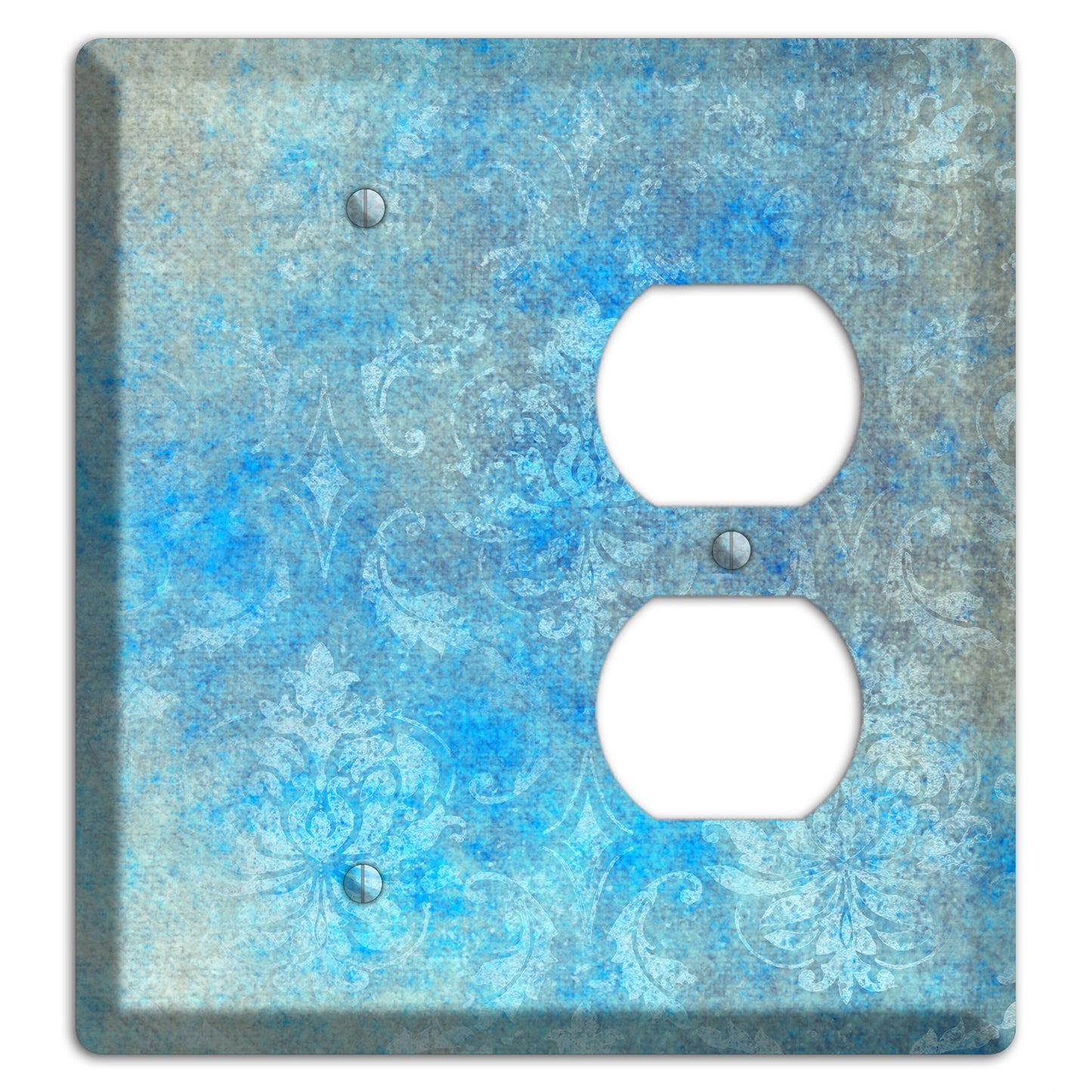 Picton Blue Whimsical Damask Blank / Duplex Wallplate