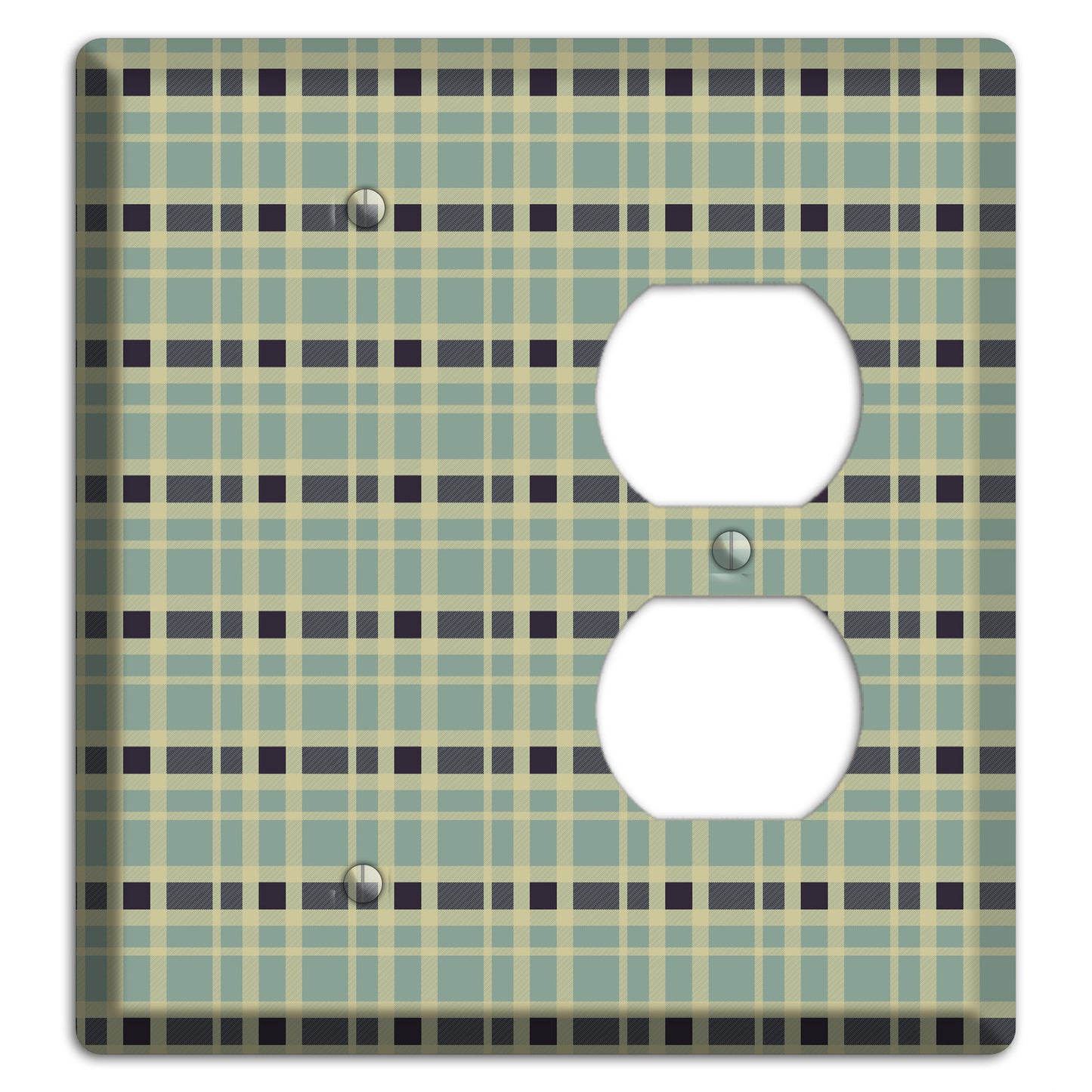 Sage and Black Plaid Blank / Duplex Wallplate