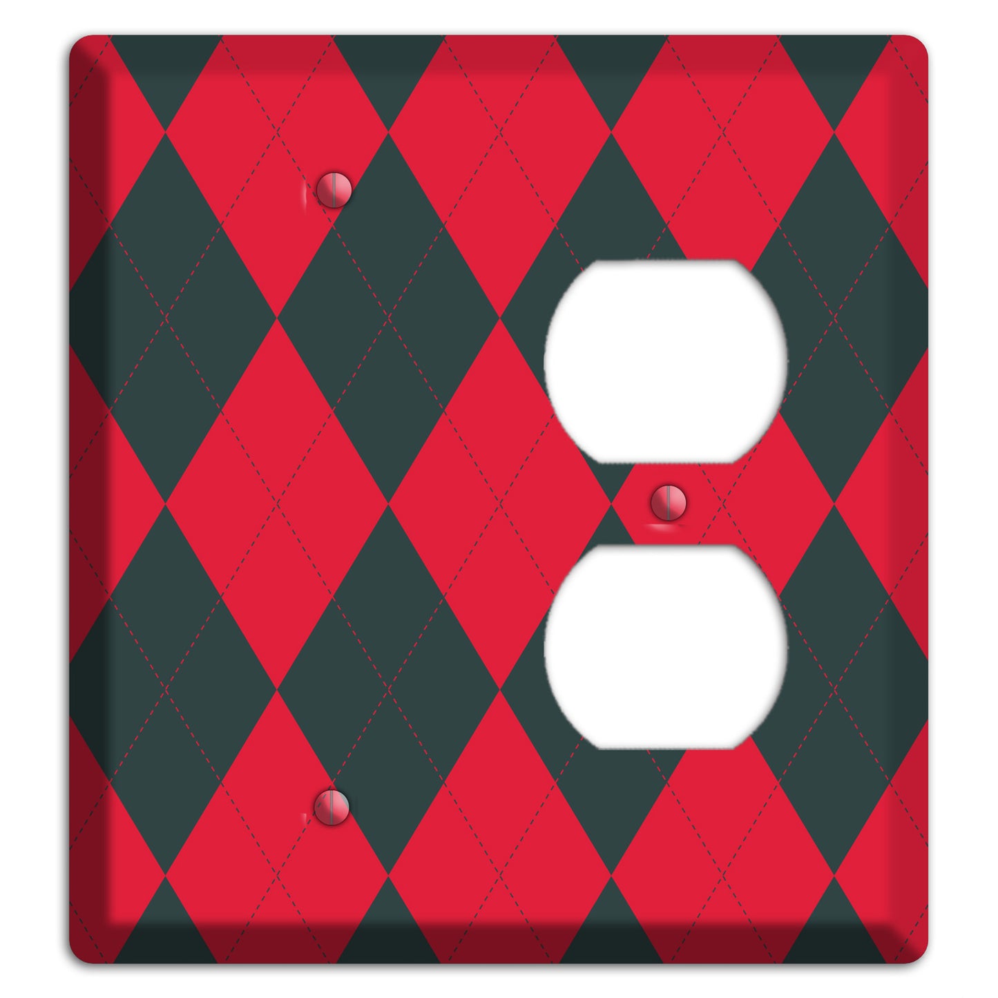 Red and Black Argyle Blank / Duplex Wallplate