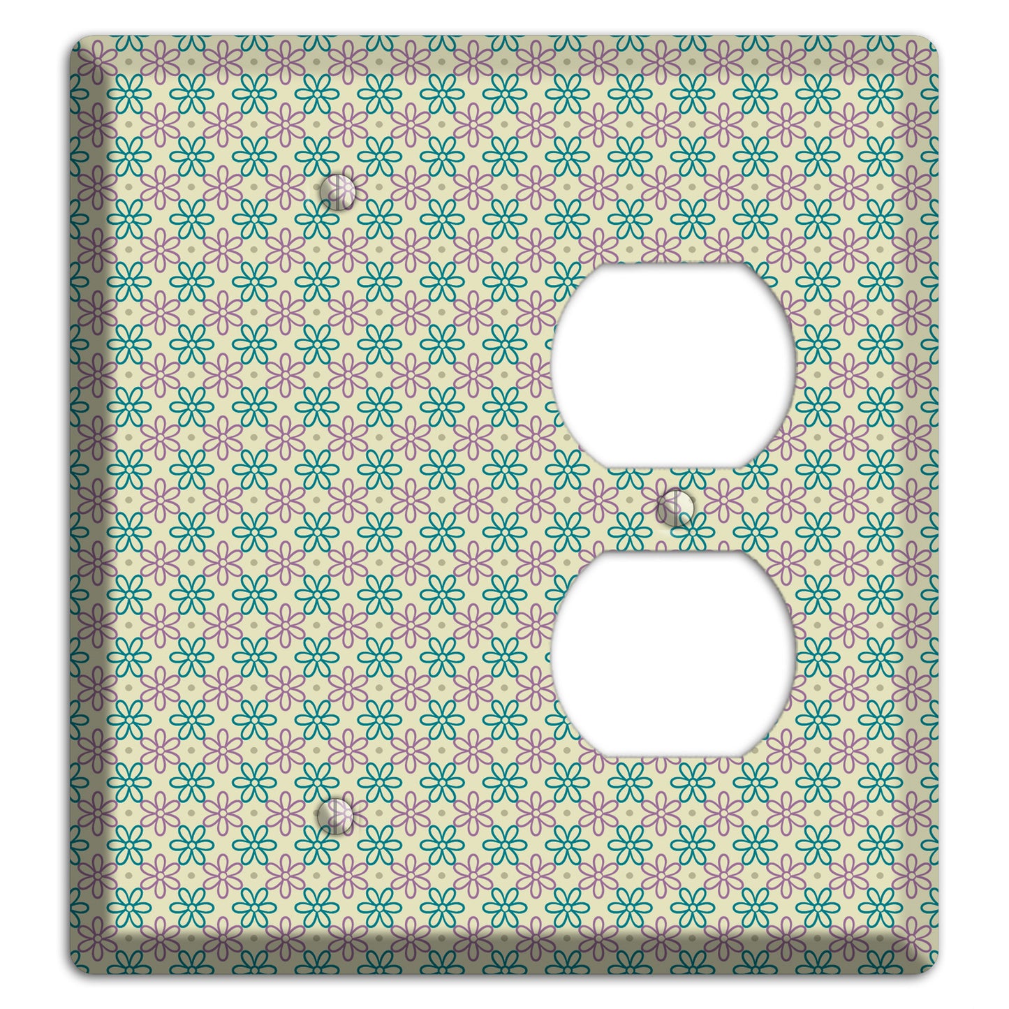 Large Green and Lavender Foulard Blank / Duplex Wallplate