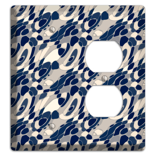 Blue and Beige Large Abstract Blank / Duplex Wallplate