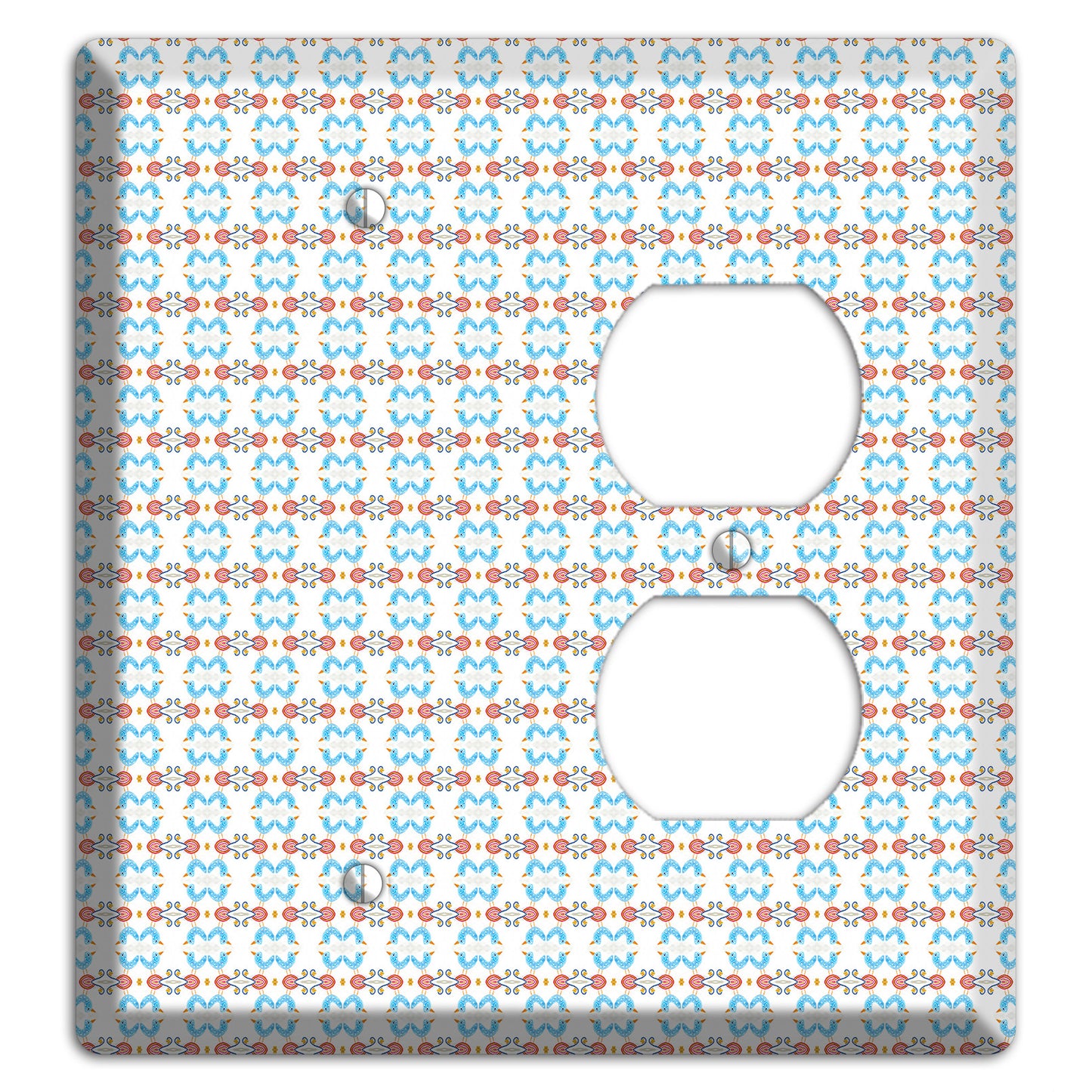 White with Blue Red Tapestry Blank / Duplex Wallplate