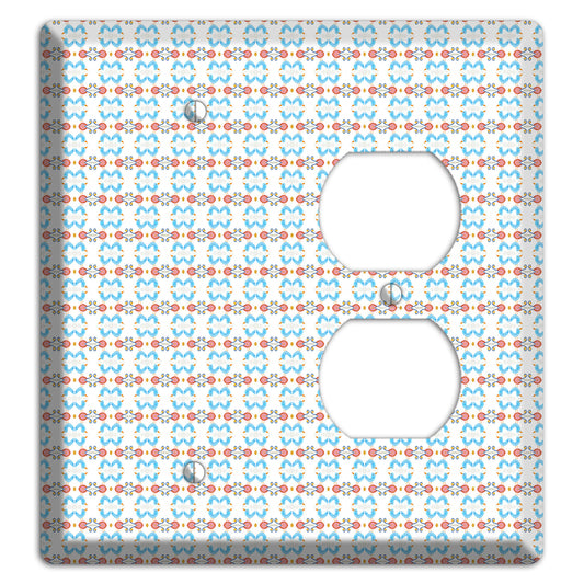 White with Blue Red Tapestry Blank / Duplex Wallplate