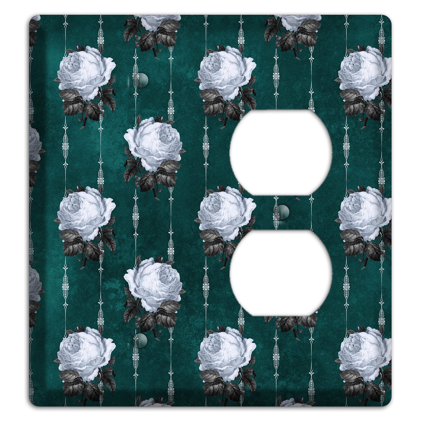 Dramatic Floral Teal Blank / Duplex Wallplate