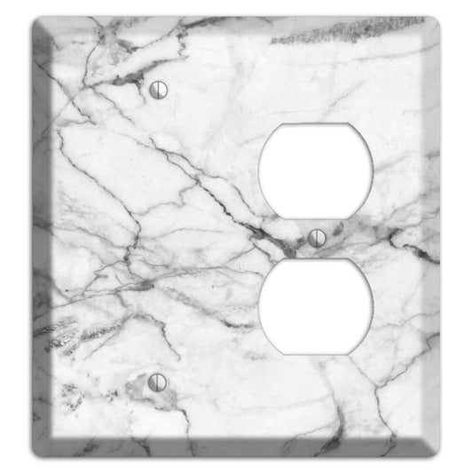 White and Gray Marble Blank / Duplex Wallplate