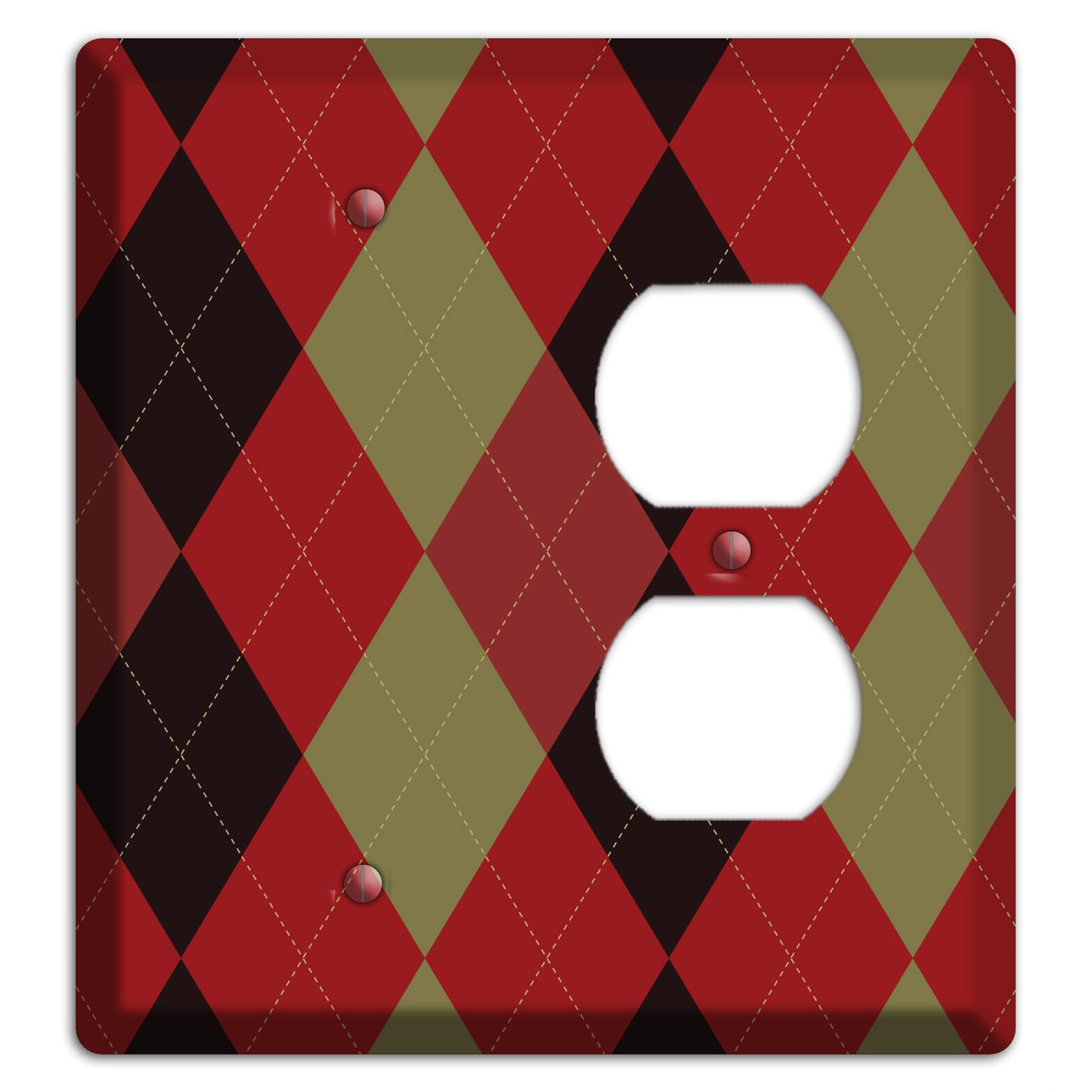 Red Olive Black Argyle Blank / Duplex Wallplate