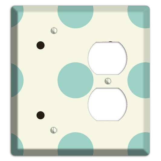 Soft Green with Aqua and Black Multi Tiled Medium Dots Blank / Duplex Wallplate