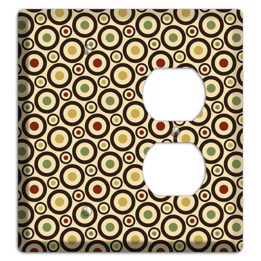 Beige with Olive Mustard Maroon Retro Tiny Bullseye Blank / Duplex Wallplate