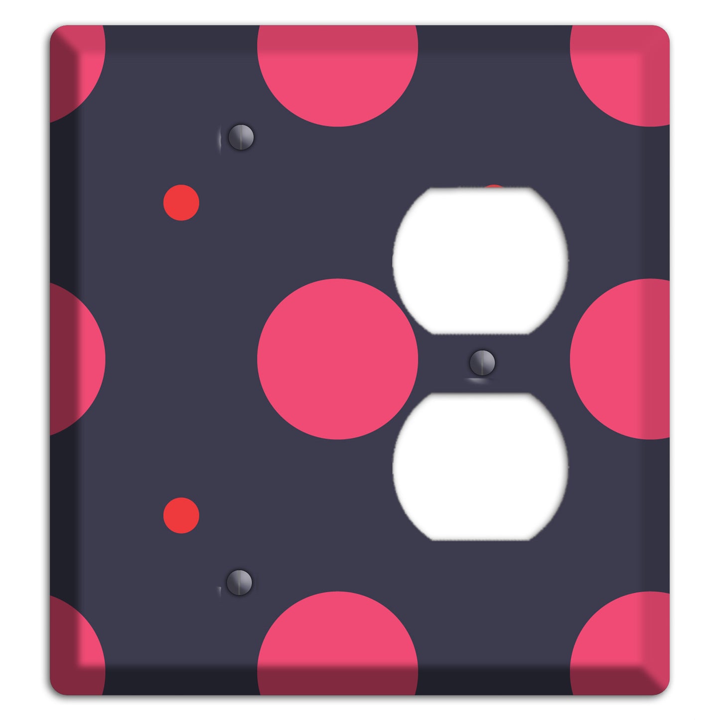 Dark Grey with Fuschia Multi Tiled Medium Dots Blank / Duplex Wallplate