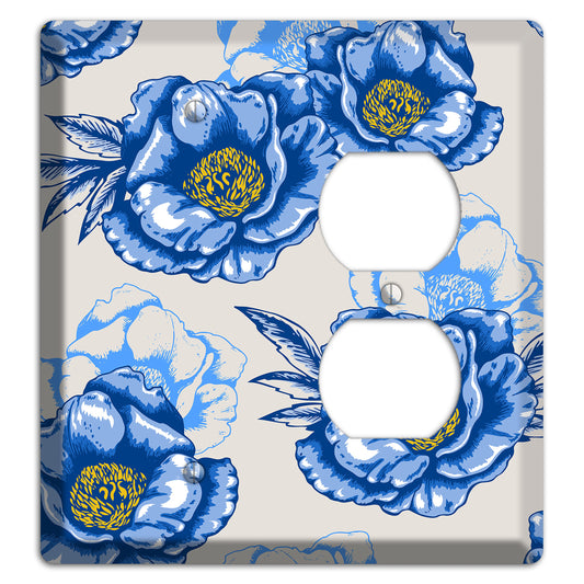 Blue Peony Blank / Duplex Wallplate